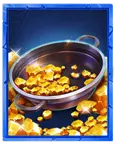 Gold Pan symbol with blue frame